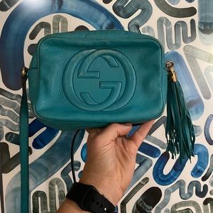 Authentic Gucci Soho Disco Crossbody in Teal Blue